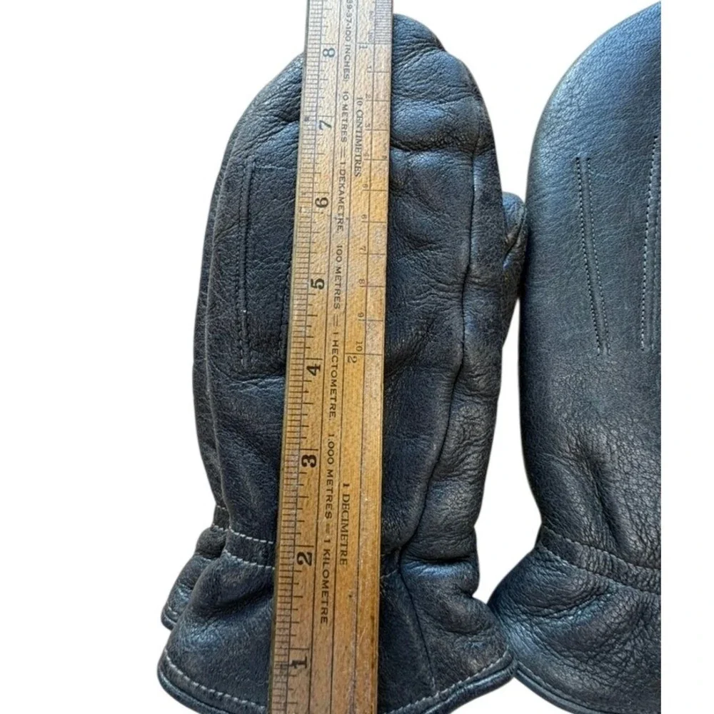 VTG Kids Black Leather Mittens 1-SZ‎ 7, SZ 8.5
